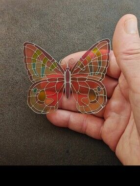 2006 Joan Baker Designs stained glass butterfly magnetic suncatcher/window decor